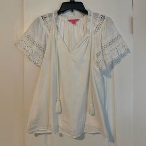 Lilly Pulitzer Cream Blouse with Lace Details